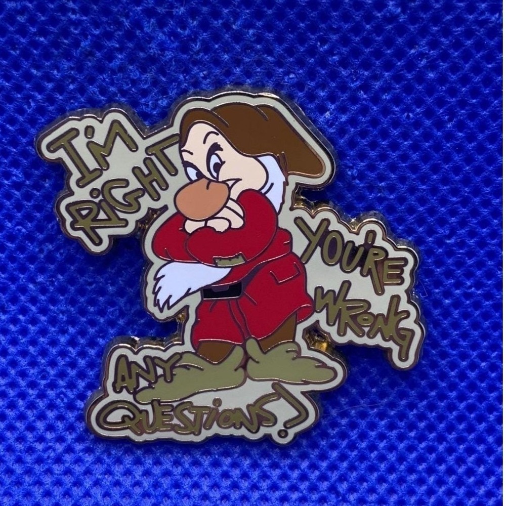 2006 Grumpy Dwarf Snow‎ White Disney pin Authentic I'm Right You're Wrong